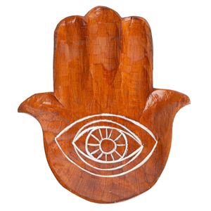 Houten Edelsteen Oplaadschaal Hamsa Hand 29x23x3 cm