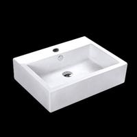Wastafel Opbouw/Hangend Feel Rechthoek 58x46x16cm Keramiek Glans Wit 1 Kraangat Overloop