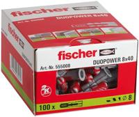 fischer 555008 universele pluggen DuoPower 8 x 40, voor bevestigingen in beton, metselwerk en plaatmateriaal, 100 stuks