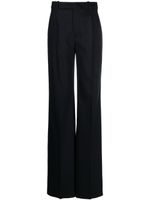 Saint Laurent pantalon rayé à taille haute - Bleu