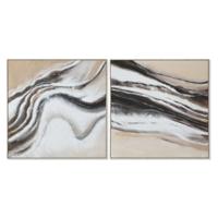Home ESPRIT Abstracte moderne afbeelding, wit, beige, 102 x 3,2 x 102 cm (2 stuks)