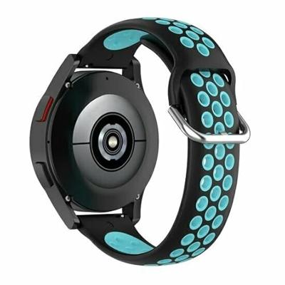 By Qubix - Siliconen sportbandje met gesp - Zwart + blauw - Compatible met Xiaomi Mi Watch/Compatible met Xiaomi Watch 2 / Compatible met Xiaomi Watch S1 / S2 / S3 / S4 - Compatible Xiaomi bandje