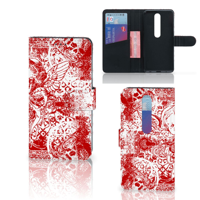 Telefoonhoesje met Naam Nokia 6.1 (2018) Angel Skull Rood