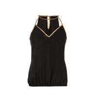 Morgan haltertop met contrastbies zwart/goud