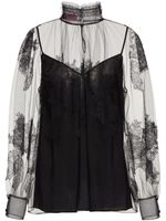 Valentino Garavani blouse Tulle Illusione à broderies - Noir