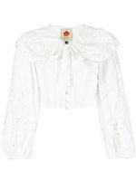 FARM Rio blouse crop à détails en dentelle - Blanc