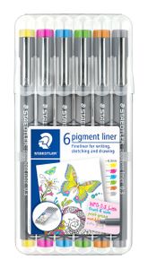 Fineliner Staedtler Pigment 308 0,3mm set ÃƒÆ' 6 kleuren