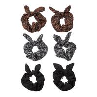Sarlini scrunchies met dierenprint - set van 6 zwart/grijs