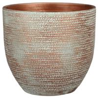 Mica Decorations Plantenpot - terracotta - koper met wit - 29x26 cm   -