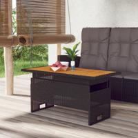 Tuintafel 100x50x43/63 cm acaciahout en poly rattan zwart - thumbnail