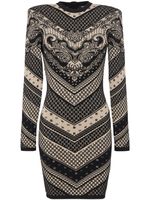 Balmain robe mi-longue en maille à motif monogrammé - Noir