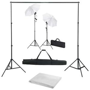 VidaXL Fotostudioset met achtergrond, lampen en paraplu&apos;s