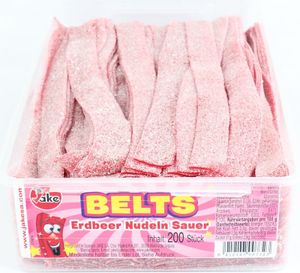 Jake - Sour Strawberry Belts 200 Stuks 1.6 Kilo