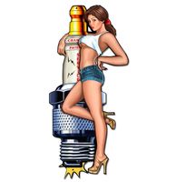 Spark Plug Pin-Up Girl Zwaar Metalen Bord L - thumbnail