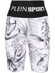 Plein Sport short fleuri à taille logo - Blanc