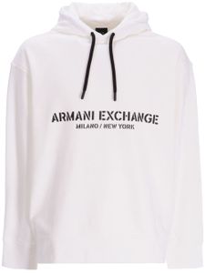 Armani Exchange hoodie en coton à logo imprimé - Blanc