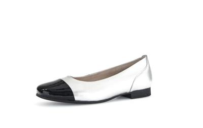 Gabor Klassieke ballerina's voor dames, platte schoenen, beste pasvorm, Zilver Zwart 61, 39 EU