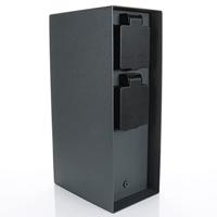 BOLD 19059 Orio buitencontactdoos tuin (wandcontactdooszuil waterdicht) met 4-voudige stekkerverdeling in antraciet (IP44 buiten energiezuil | tot 3680 Watt | hoekig | 23 x 12 x 8,5 cm)