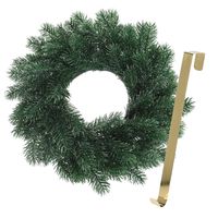 Kerstkrans 35 cm - blauwgroen - met gouden hanger/ophanghaak - kerstversiering