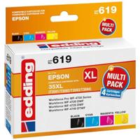 edding Inktcartridge edd-619 vervangt Epson T35XL (T3591/92/93/94) Multipack 4 - zwart, cyaan, magenta, geel - inhoud: 1x 50 ml + 3x 25,4 ml