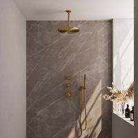 Regendoucheset Inbouw Brauer Gold Edition Thermostatisch 30 cm met Plafondarm en Handdouche Staaf Losse Stopkranen Geborsteld Goud Brauer - thumbnail