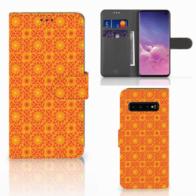 Samsung Galaxy S10 Telefoon Hoesje Batik Oranje Samsung Galaxy S10 Telefoon Hoesje Batik Oranje