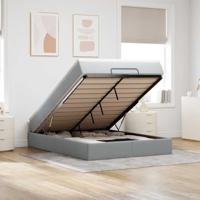 vidaXL Ottoman bed met matras 140x200cm stof lichtgrijs, bedframe, ottoman bedframe, bedframe met opbergruimte onder het bed, bedframe met opbergruimte