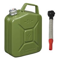 Metalen jerrycan legergroen voor brandstof met magnetische dop 5 liter incl. grijze schenktuit - thumbnail