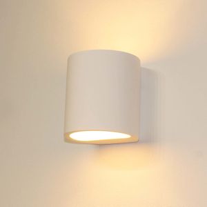 Artdelight Wandlamp Plaster rond H 12 cm Gips excl. G9 wit