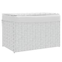 vidaXL Wasmand met deksel 55,5x35x34 cm poly rattan wit, waszak, was mand, rieten wasmand, wassorteerder, wasemmer, wasmand zwart, opvouwbare wasmand