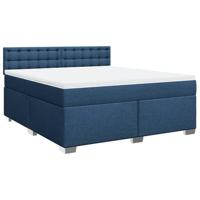 vidaXL Boxspring met matras stof blauw 180x200 cm, boxspring, ledikant, bedframe, bed, boxspring bed, bedbodem, seniorenbed, senioren bed