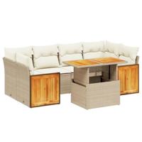 vidaXL 7-delige Loungeset met kussens poly rattan beige, tuinset, tuinmeubel, terrasset, tuinbank, terrasmeubel, loungebank, loungeset tuin