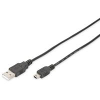 Digitus USB-kabel USB 2.0 USB-A stekker, USB-mini-B stekker 1.80 m Zwart Rond, Afgeschermd (dubbel) DB-300130-018-S