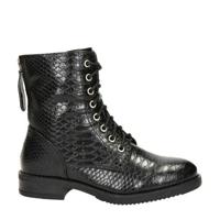 Dolcis veterboots met slangenprint zwart