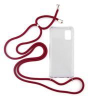 Shop4 - Samsung Galaxy A41 Hoesje - Zachte Back Case met Koord Donker Rood