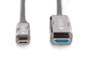 Digitus AK-330150-100-S HDMI-kabel HDMI / USB-C Aansluitkabel HDMI-A-stekker, USB-C stekker 10 m Zwart 4K UHD, Aluminium-stekker, Flexibel, Afscherming