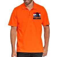 Holland met leeuw en vlag op borst oranje poloshirt Holland / Nederland supporter EK/ WK voor heren