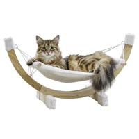Kerbl Pet Huisdier hangmat Siesta, kattenhangmat met houten frame en pluche ligoppervlak, rustplaats en slaapplaats voor katten, wasbaar, 73 x 36 x 34 cm, wit