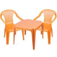 Kinderstoelen 4x met tafeltje set - buiten/binnen - oranje - kunststof