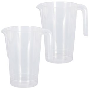 Schenkkan/waterkan - 2x - transparant - 1500 ML - kunststof - 20 x 18 x 20,5 cm