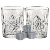 Luxe whiskyglazen set 6x stuks 390 ml met 6x whisky ijsblokstenen - thumbnail