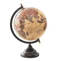 Clayre & Eef Wereldbol 22x33 cm Beige Bruin Hout Metaal Globe