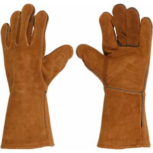 Vaggan BBQ handschoenen - leder - camel bruin - hittebestendig tot 250 graden   -