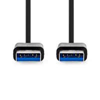 Nedis USB-kabel - USB 3.2 Gen 1 - USB-A stekker - USB-A stekker - 5 Gbps - Vernikkeld - 1,00 m - rond - PVC - zwart - label