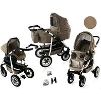 Kinderwagen 3 in 1 Bavario Liv Beige Sand met opblaasbare wielen - thumbnail