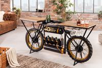 industrieele console MOTORCYCLE 185cm mangohout zwart motorfiets bar upcycling - 42108