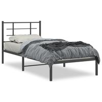 Bedframe met hoofdbord metaal zwart 90x190 cm