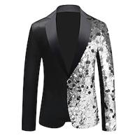 Heren feestblazer met pailletten Sparkle Jaren '70 Disco Blazer Jas Normaal Maatwerk Single Breasted Eén Knop Zwart Zilver Geel Goud 2024 Lightinthebox - thumbnail