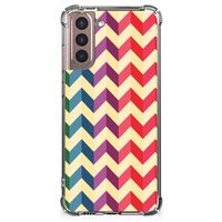 Samsung Galaxy S21 Plus Doorzichtige Silicone Hoesje Zigzag Multi Color