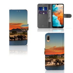 Huawei Y6 (2019) Telefoonhoesje met Pasjes Olifanten